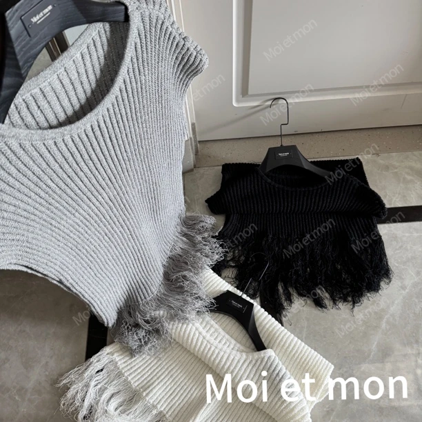 【Moi et mon】春季新款不规则无袖毛衣背心镂空时尚百搭毛衣背心