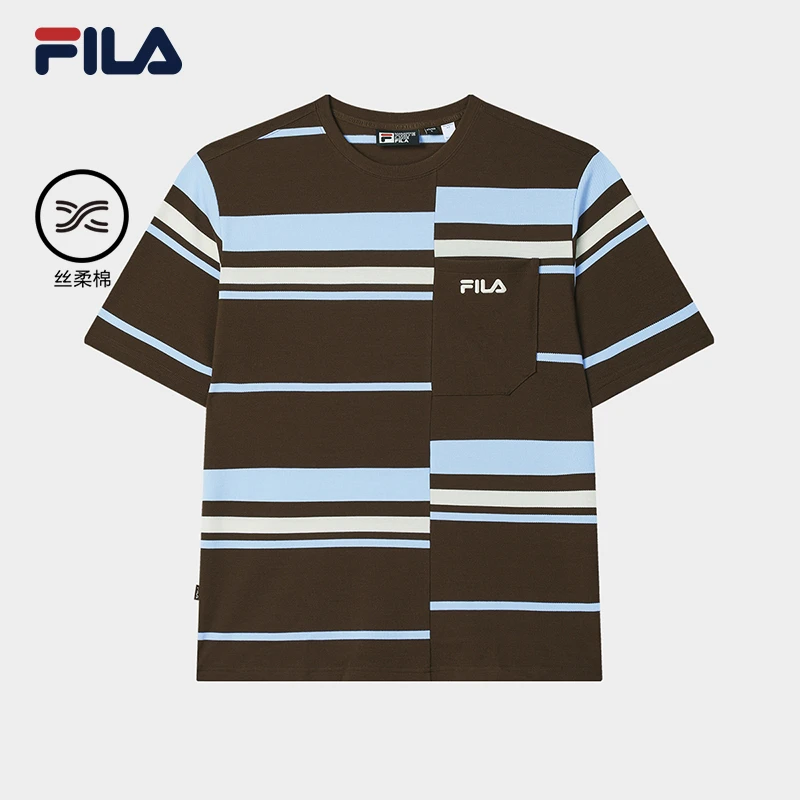 Fila/斐乐男款【明星同款丝柔棉T恤】时尚撞色条纹短袖F11M539110F