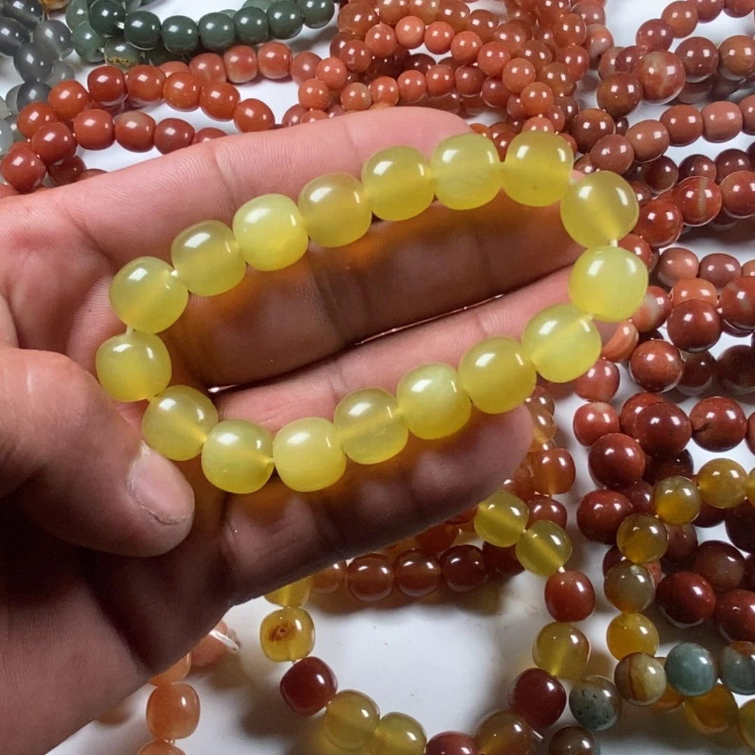 未镶嵌蛇纹石玉手链辽阳花玉卡13老型手串