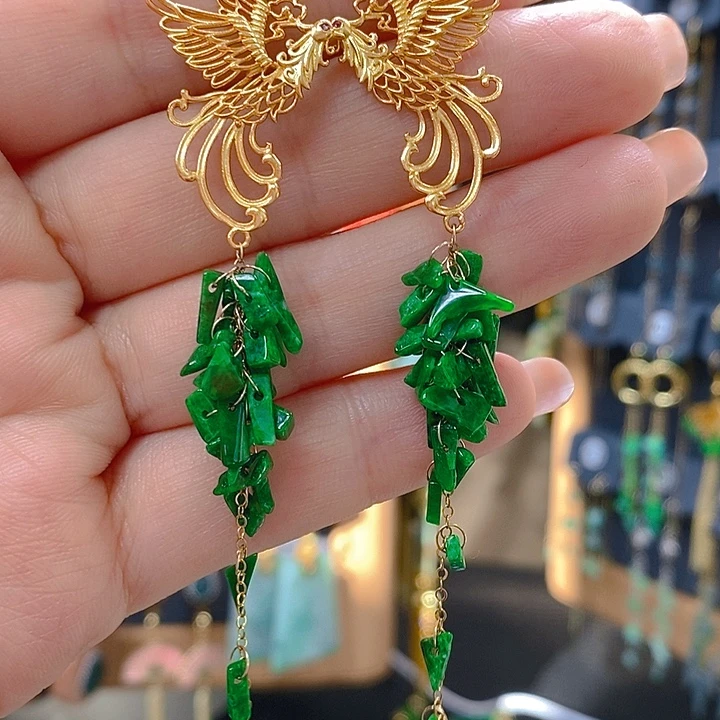 艾***思翡翠未镶嵌耳饰翡翠