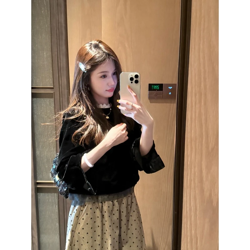 【城堡公主~】时尚高端小香风百搭气质丝绒打底女秋冬-CX20251295