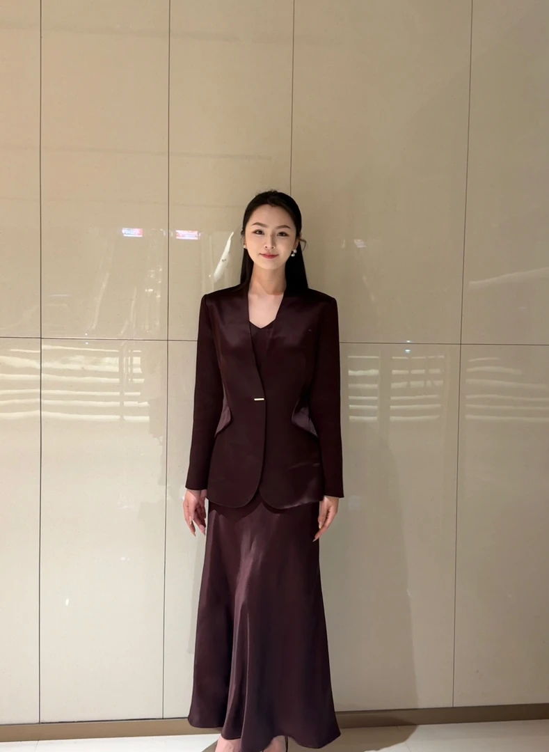 LM微裳亿高定重磅三醋酸冰感长袖设计气质修身外套