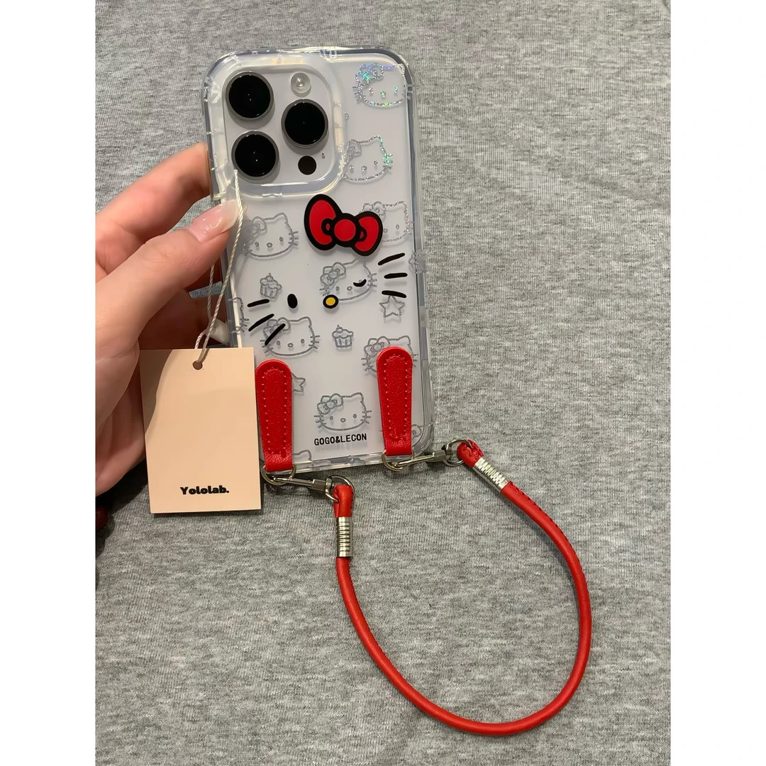 日韩可爱透明卡通kt猫适用于苹果16手机壳14/15/13防摔保护套软边