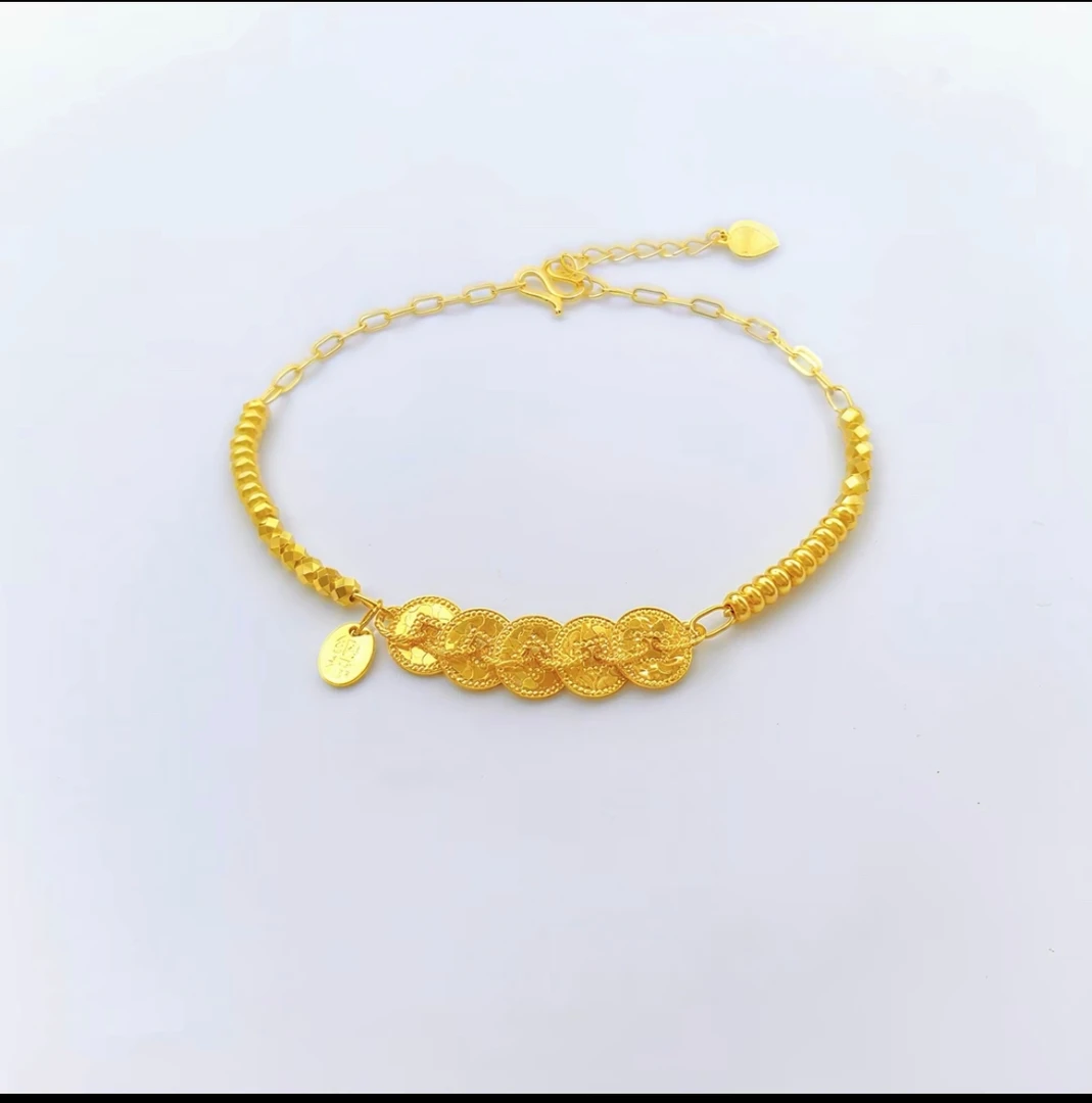 足银手链 YMB足银手链 5层 厚包足银999爆闪五帝钱21公分可调节