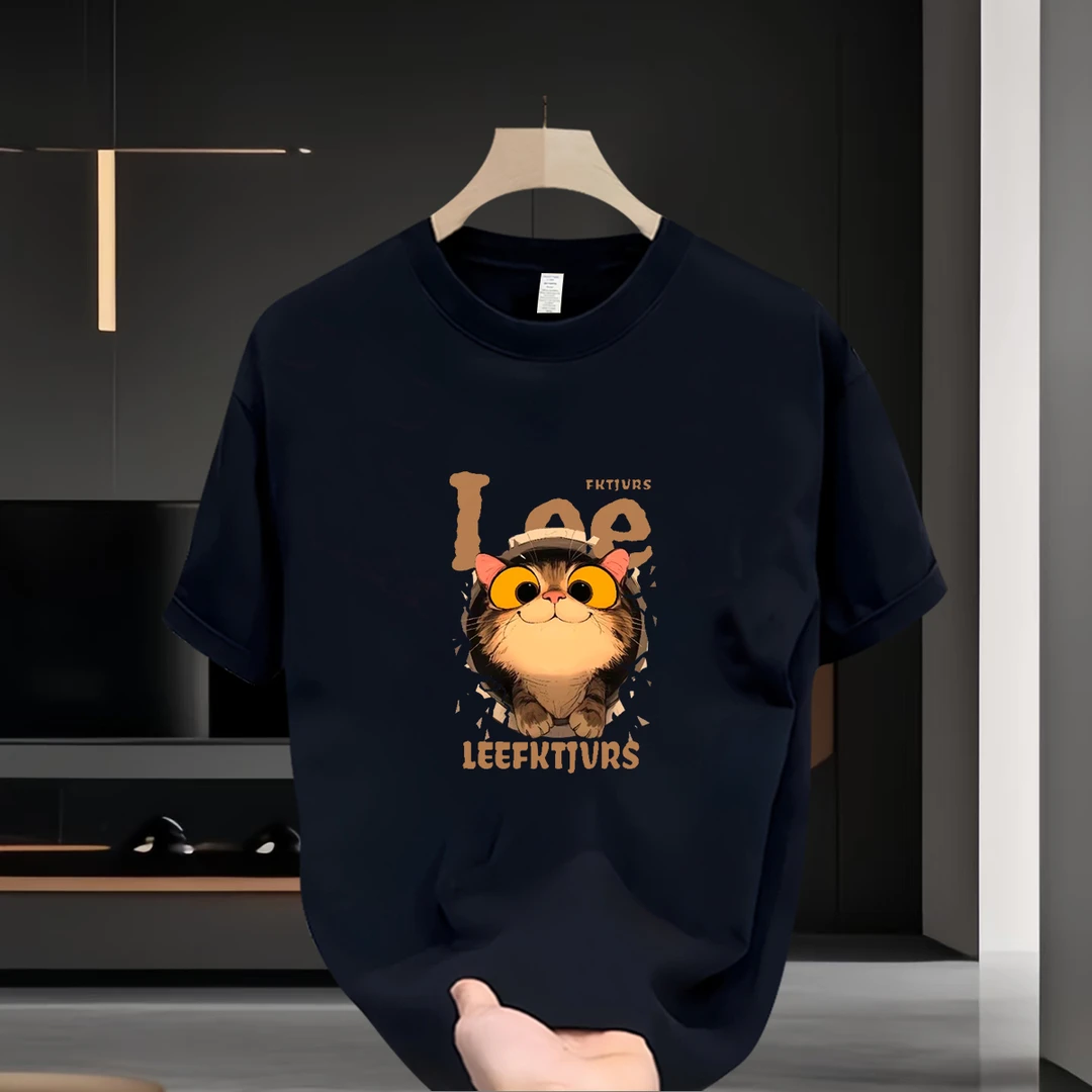 网红洋气炸街男装大码重磅纯棉2025夏季新款短袖T恤男百搭上衣潮