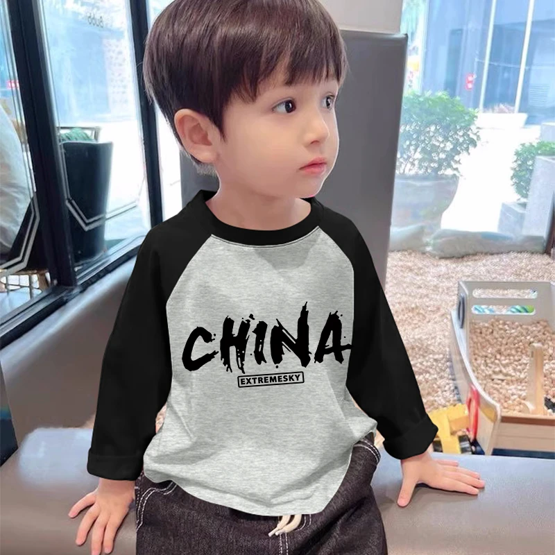 男童秋冬德绒长袖T恤中小童插肩袖撞色内搭打底衫儿童春秋百搭潮