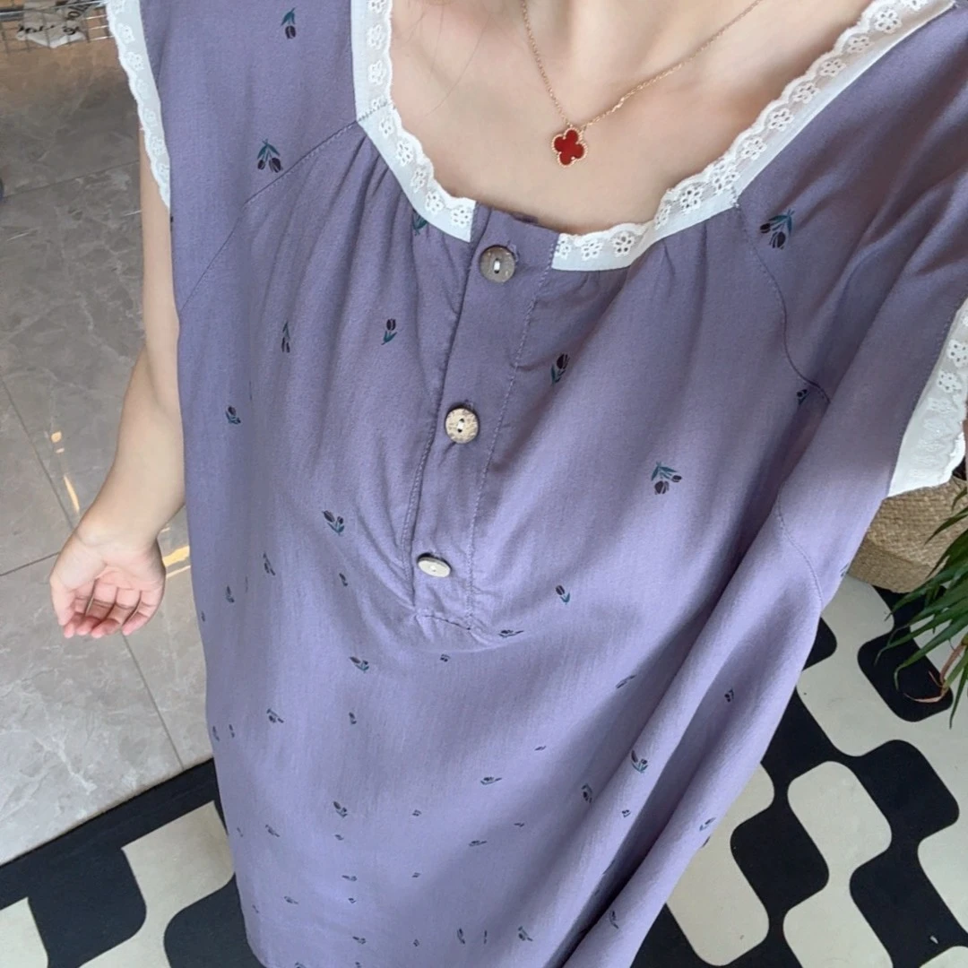 天丝莱赛尔夏季女士蕾丝睡裙外穿裙时尚薄款无袖80-180斤透气吸汗