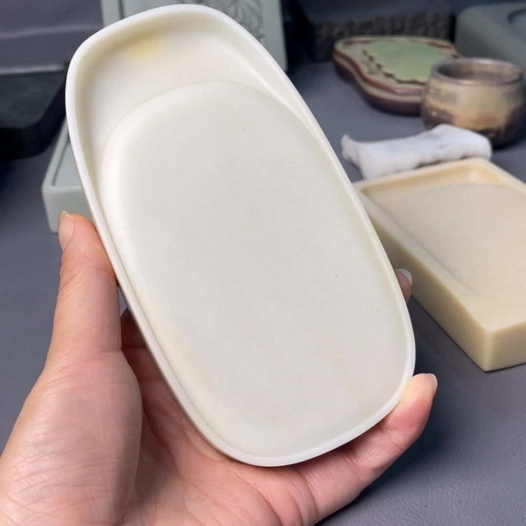 风***峰易砚白玉岩精品砚台