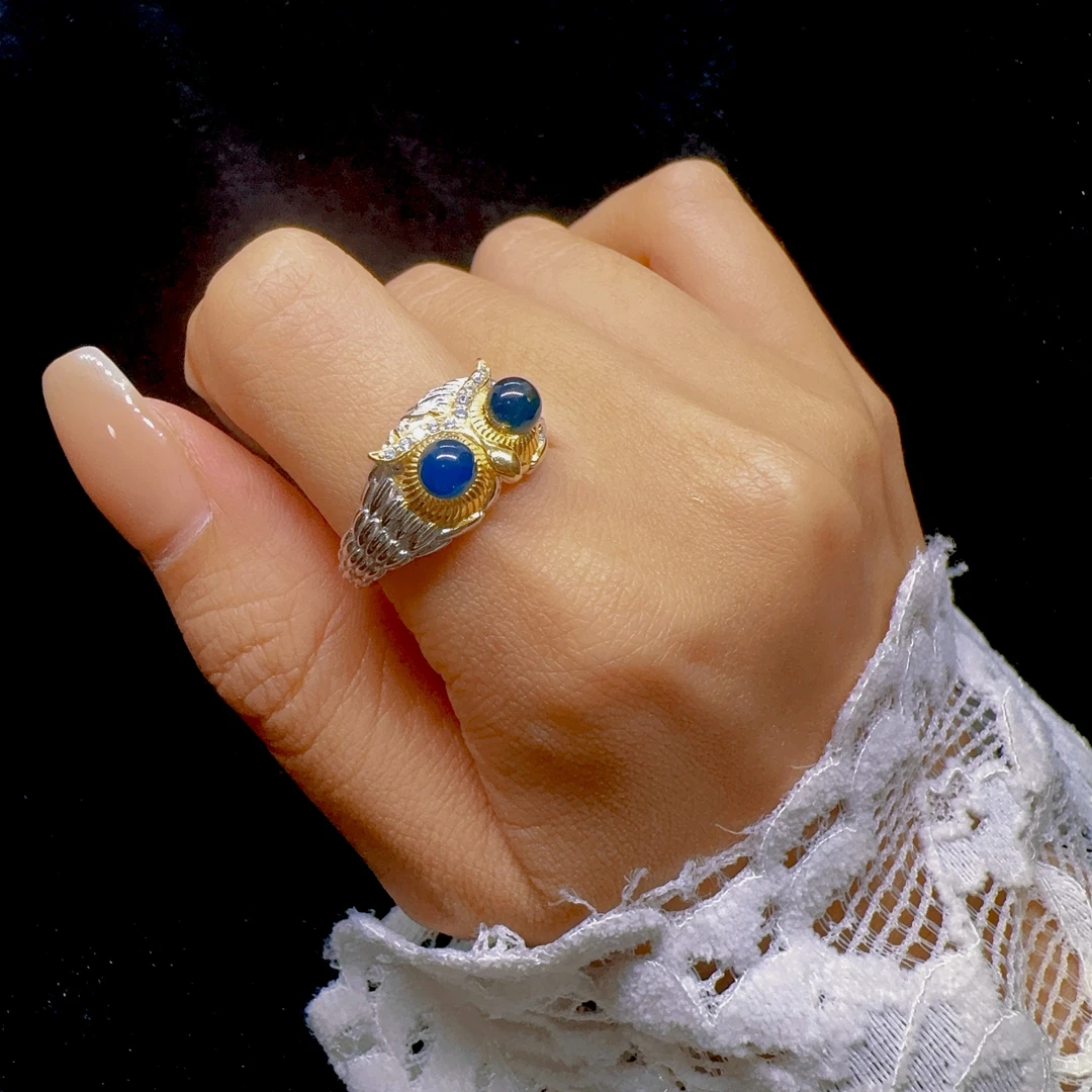 多米尼加蓝珀男女同款时尚戒指