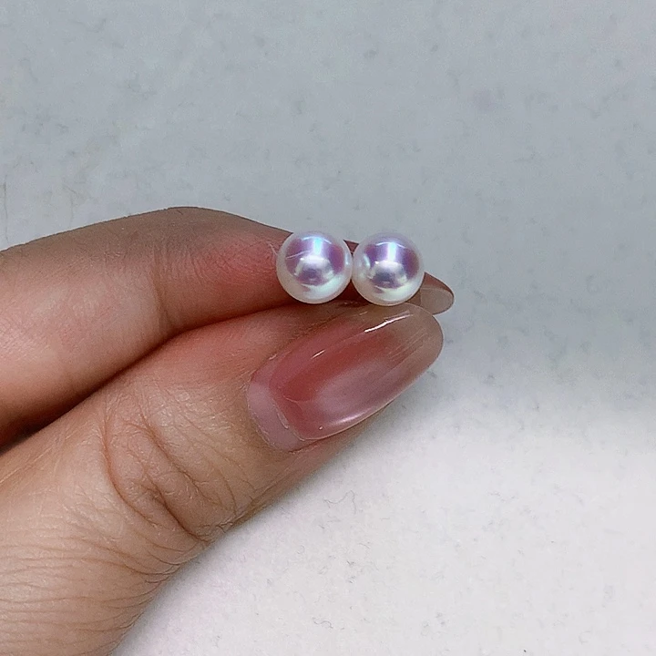 耳钉7-7.518K金镶嵌海水珍珠