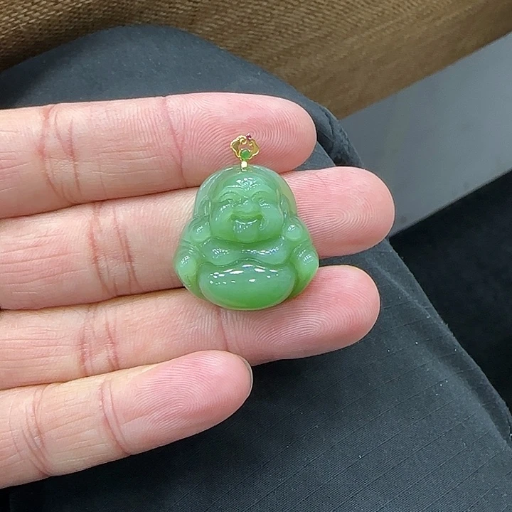 和田玉（碧玉）18K金镶嵌颈饰