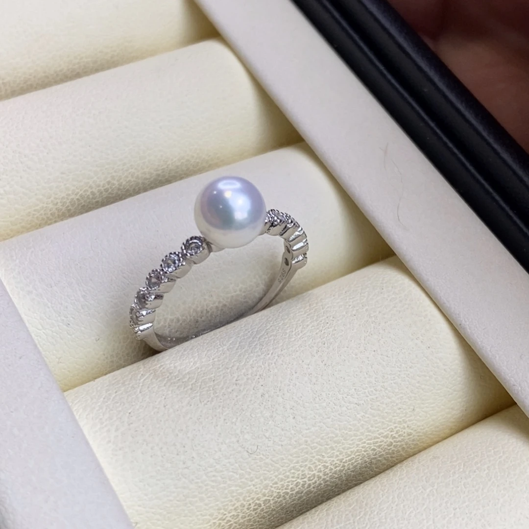 淡水珍珠银S925镶嵌戒指