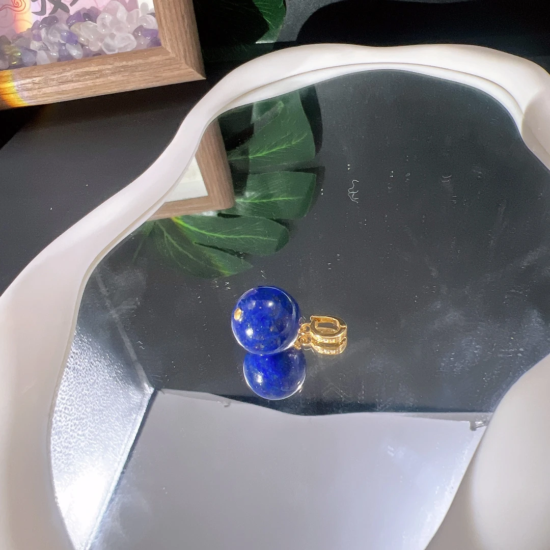 s589天然青金石吊坠万能扣S925银镶嵌15mm+（不含链）多样性发一件