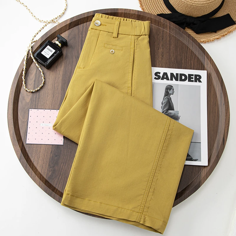 高级感窄版九分直筒裤女2025夏季新款宽松显瘦天丝休闲阔腿裤爆款