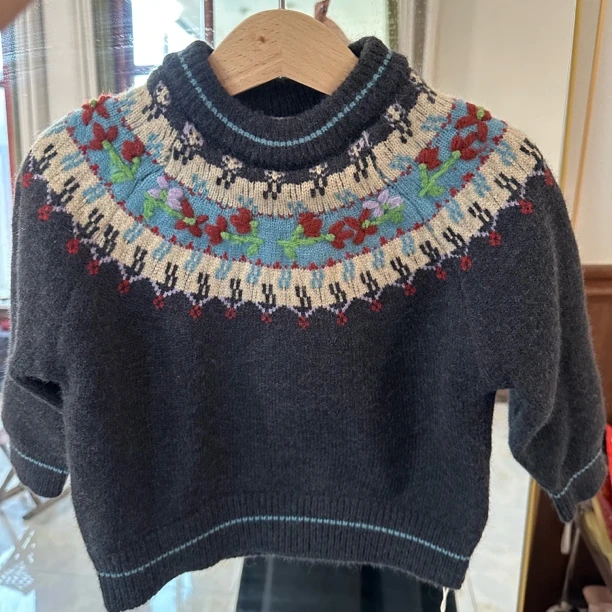 女童冬季新款费尔岛风宽松时尚保暖休闲针织绞花毛衣