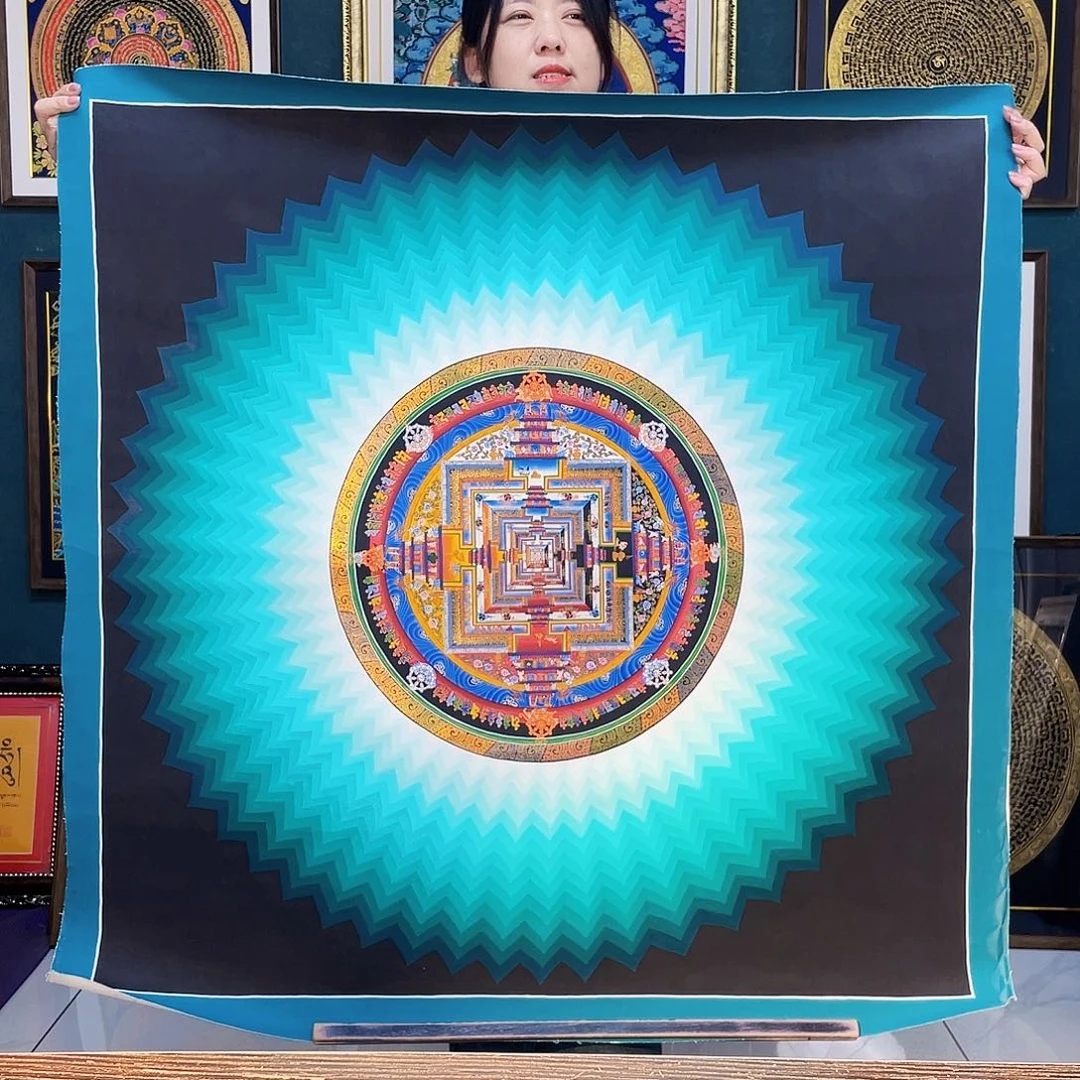 卷轴画手绘唐卡 100厘米时轮