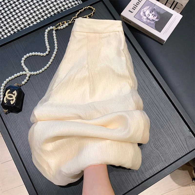 仙气薄纱阔腿裤女2025夏季薄款气质高腰垂感设计宽松休闲品质女装