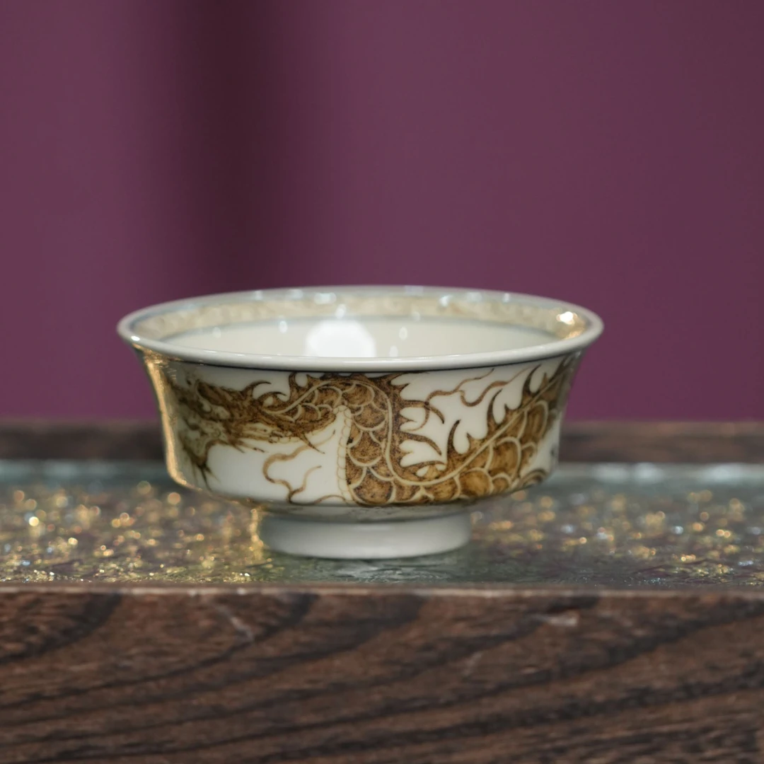 【央广甄瓷】立勤堂 -全釉里金龙纹金陵盏