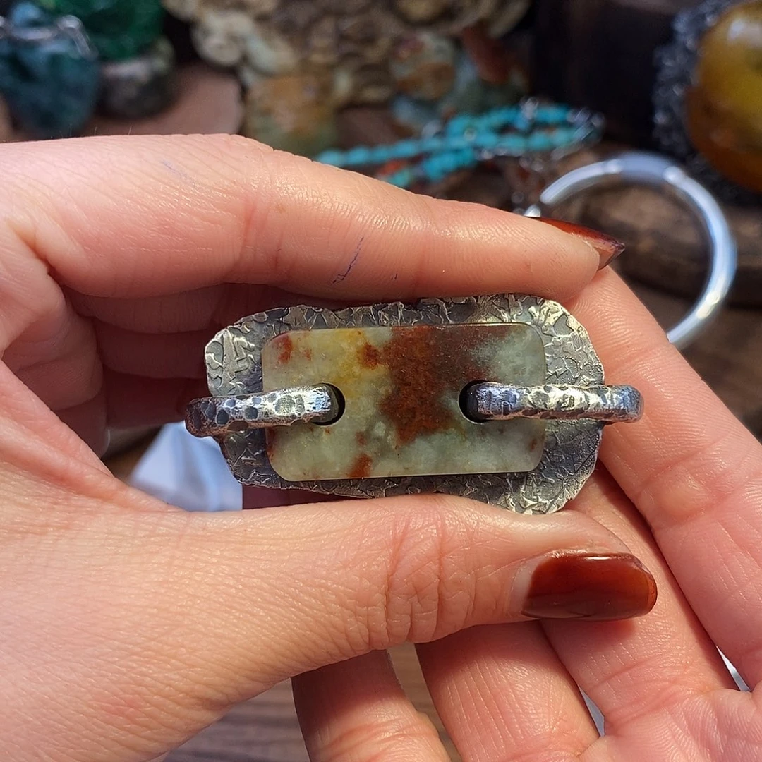 翡翠颈饰足银镶嵌若*~