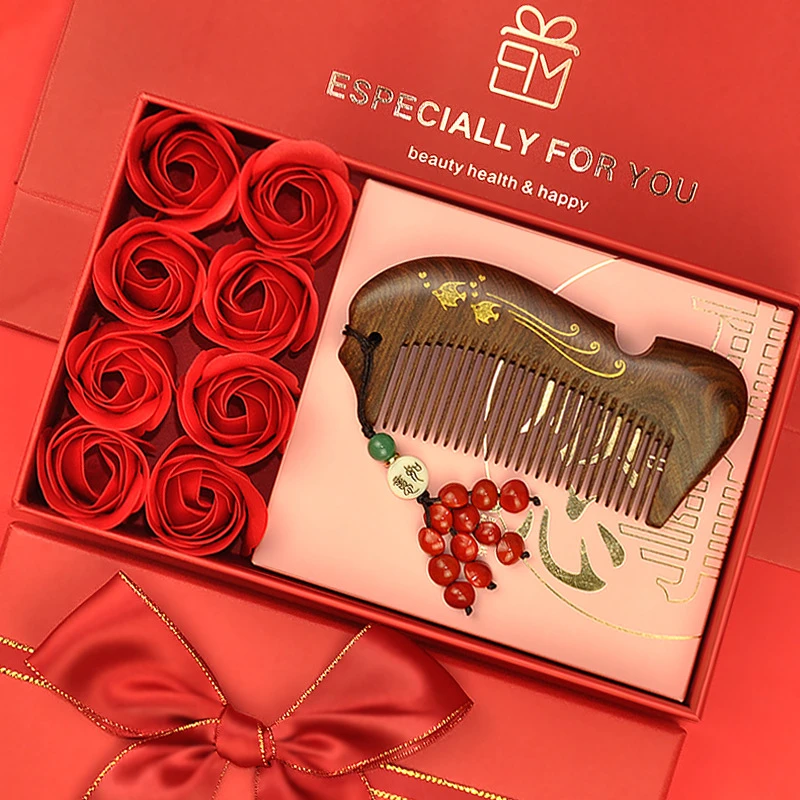 七夕情人节礼物送妈妈母亲老婆女生老师长辈生日礼品创意木梳套装