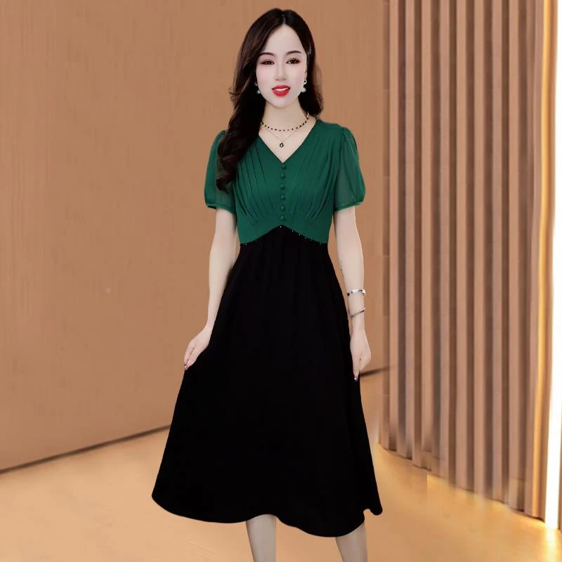 高档优雅气质简约连衣裙夏季2024年新款女装洋气收腰妈妈长款裙子