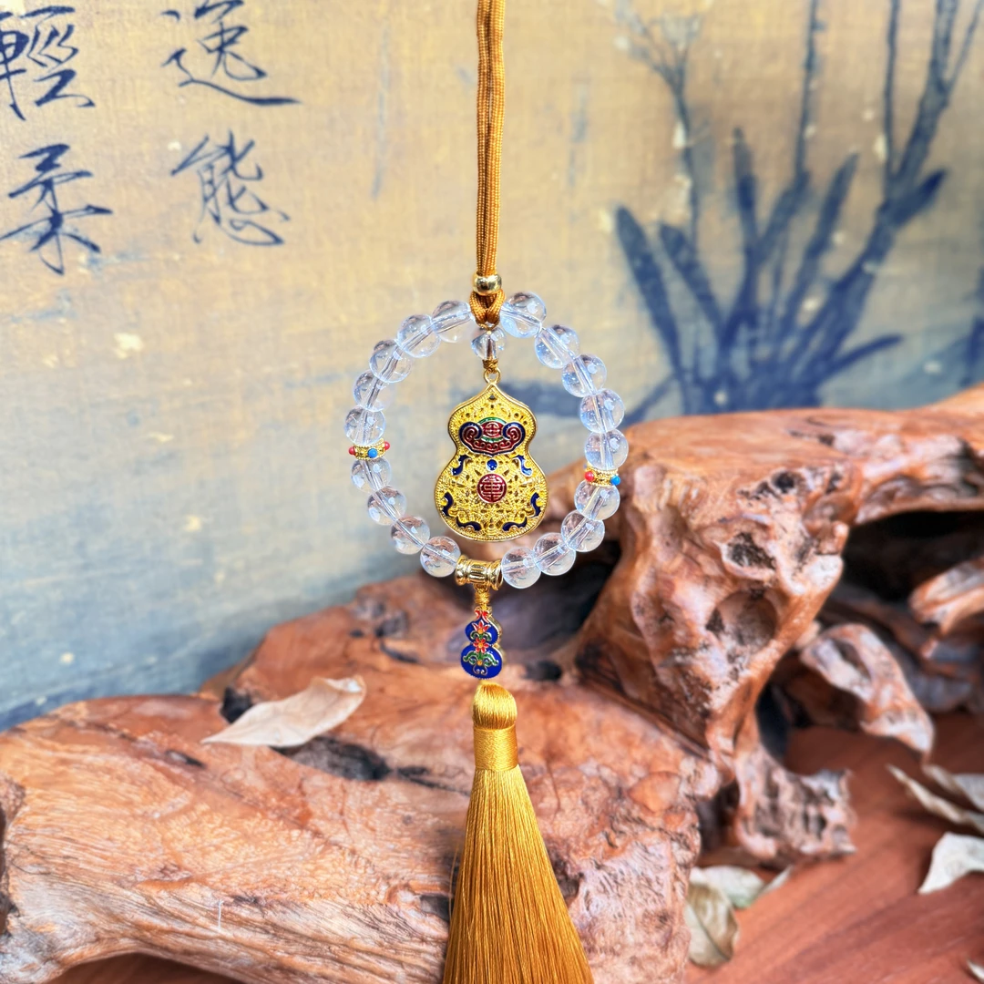 DG 1269-葫芦金色流苏车挂件（无礼盒）