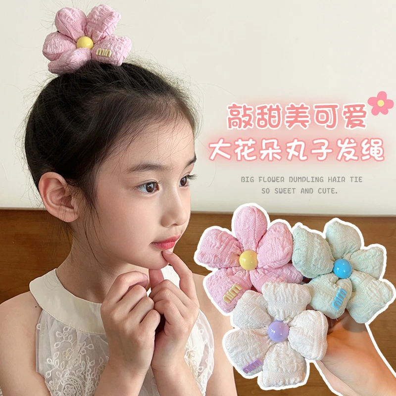 儿童头花发饰发绳女童丸子头发圈扎高马尾头绳女孩不伤发花朵头饰