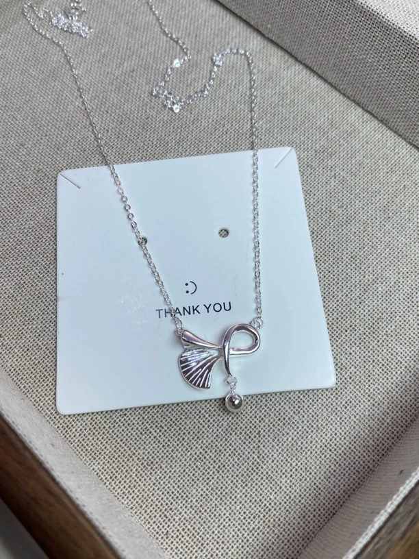 坠链均足银 足银990银杏叶银杏果项链女