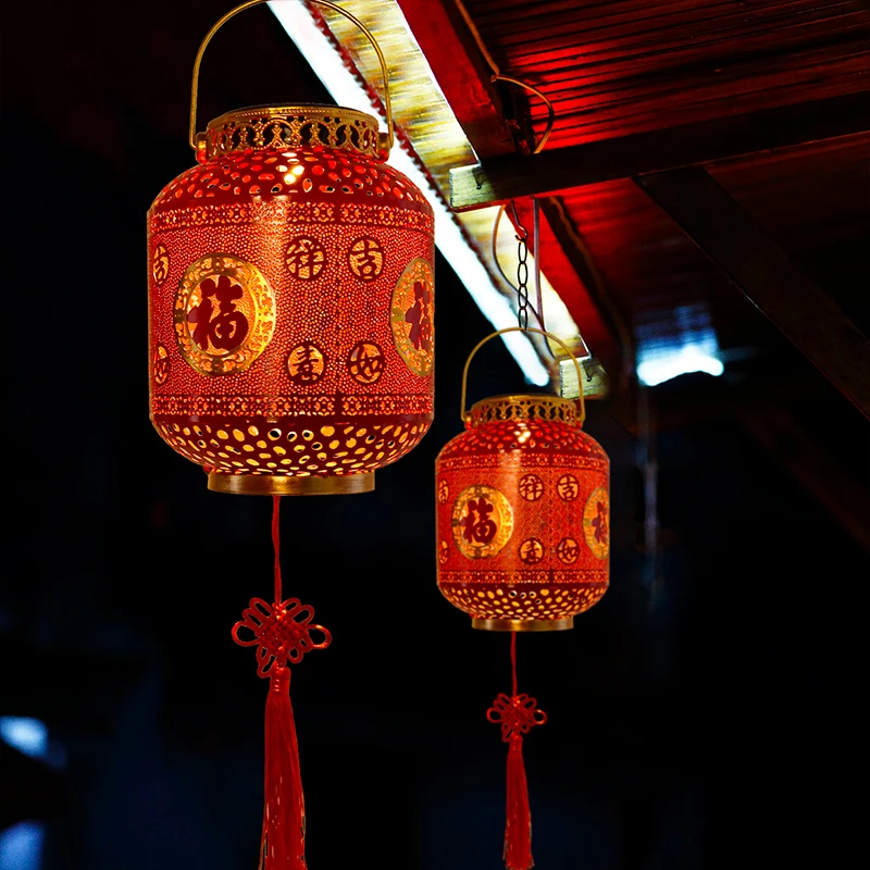 （年后清仓）太阳能福字红灯笼阳台户外庭院春节装饰喜庆环保景观灯