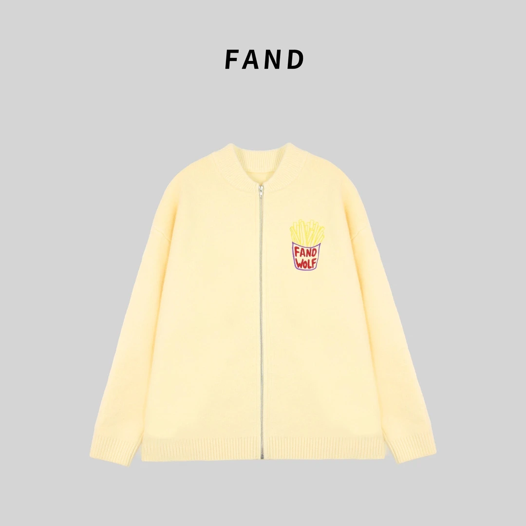 FF秋冬时尚加厚保暖刺绣拉链开衫外套毛衣针织衫20