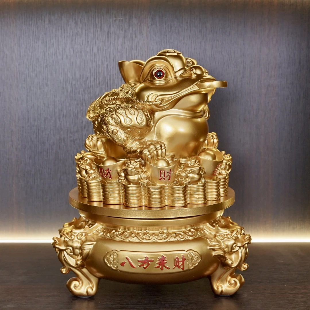 大号八方来才金蟾摆件三足蟾蜍客厅玄关装饰品店铺开业礼物