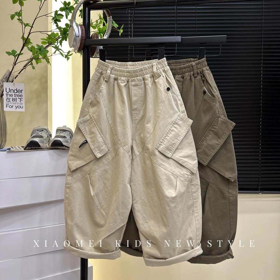 儿童早秋潮流韩范宽松百搭老爹裤2025新款中大童时尚洋气休闲裤子