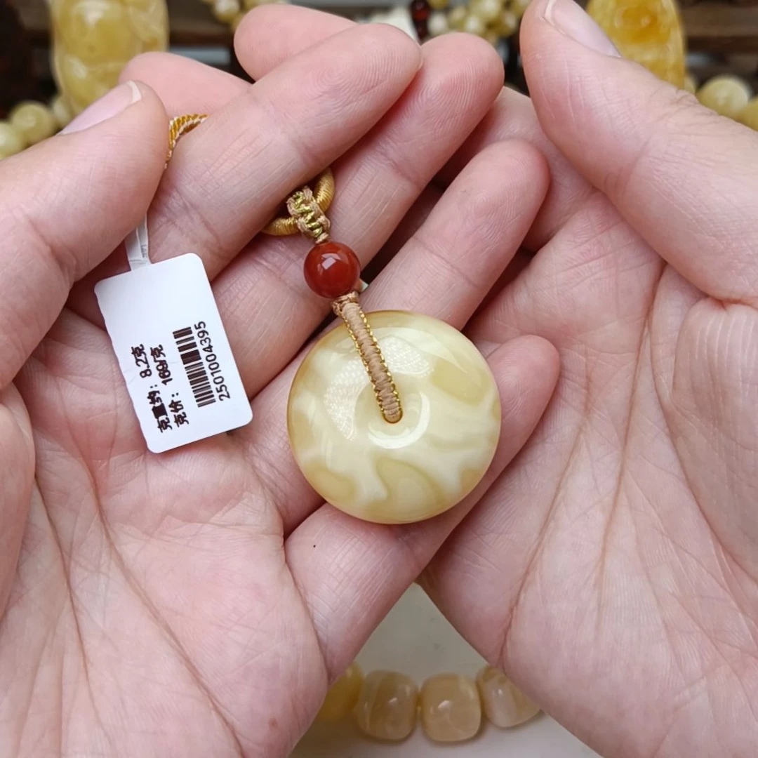未镶嵌吊坠(不含链)蜜蜡白蜡水波纹平安扣