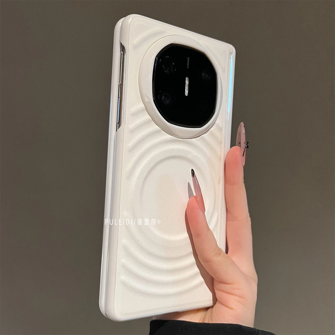 ins风简约波漾皮纹适用华为MateX6典藏版折叠款手机壳MateX5轻奢