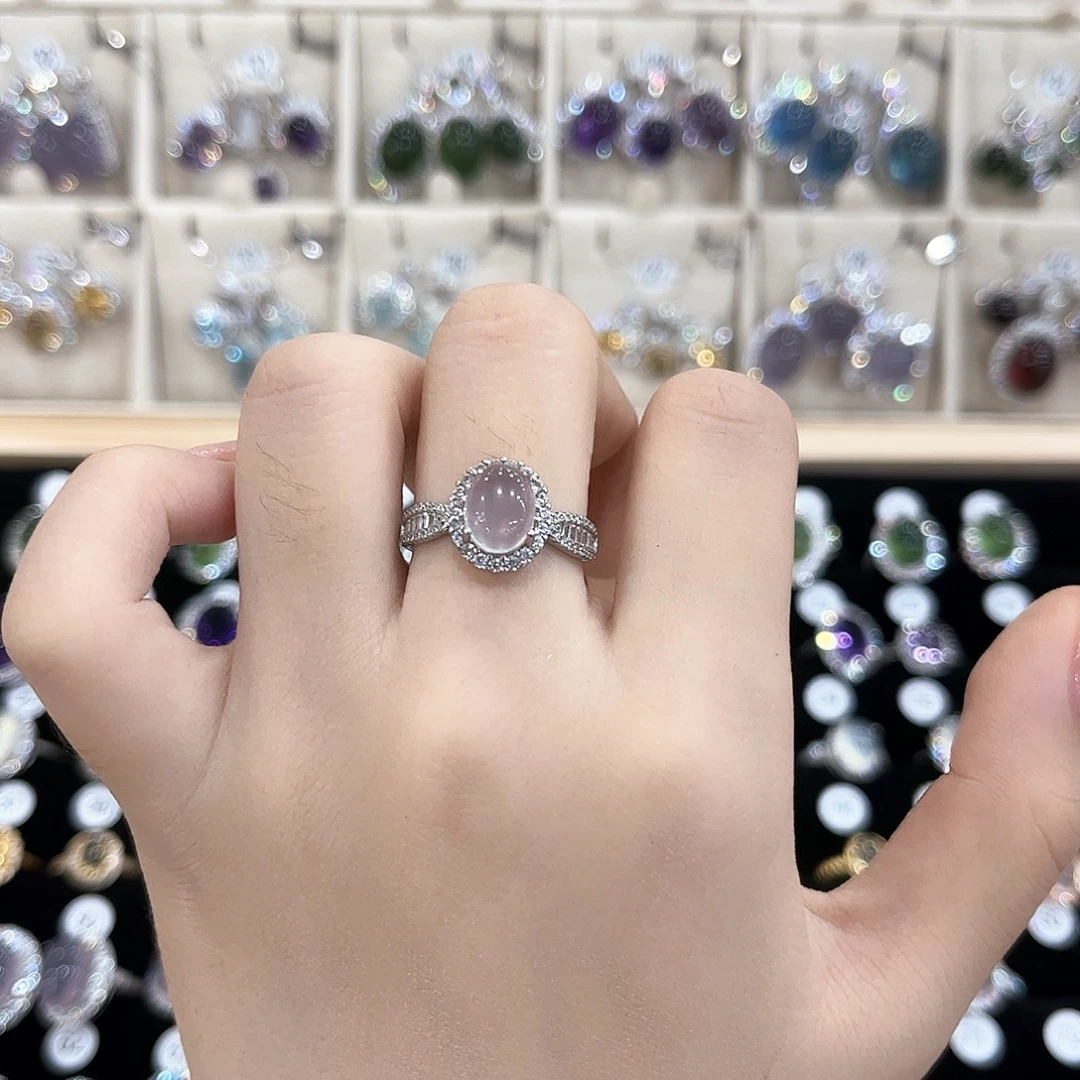 一***.戒指芙蓉石银S925镶嵌