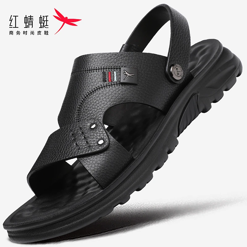 红蜻蜓男士凉鞋真皮2025新款外穿钓鱼鞋防水防滑防臭夏季透气高档