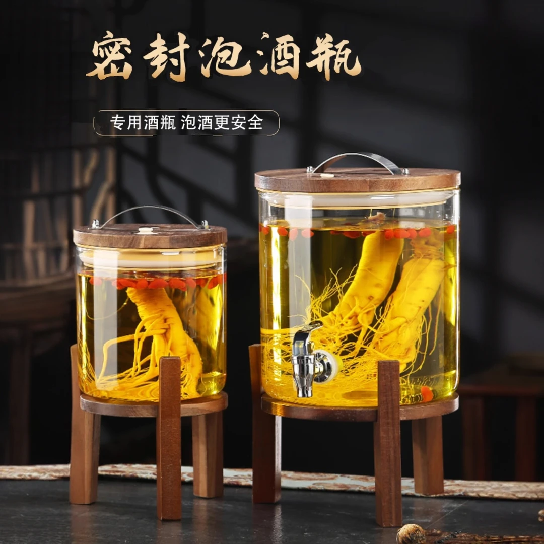 泡酒专用酒瓶人参泡酒玻璃瓶加厚带龙头家用高档密封泡酒罐耐高温