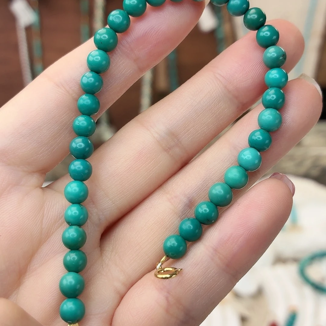 绿松石银S925镀金镶嵌手链