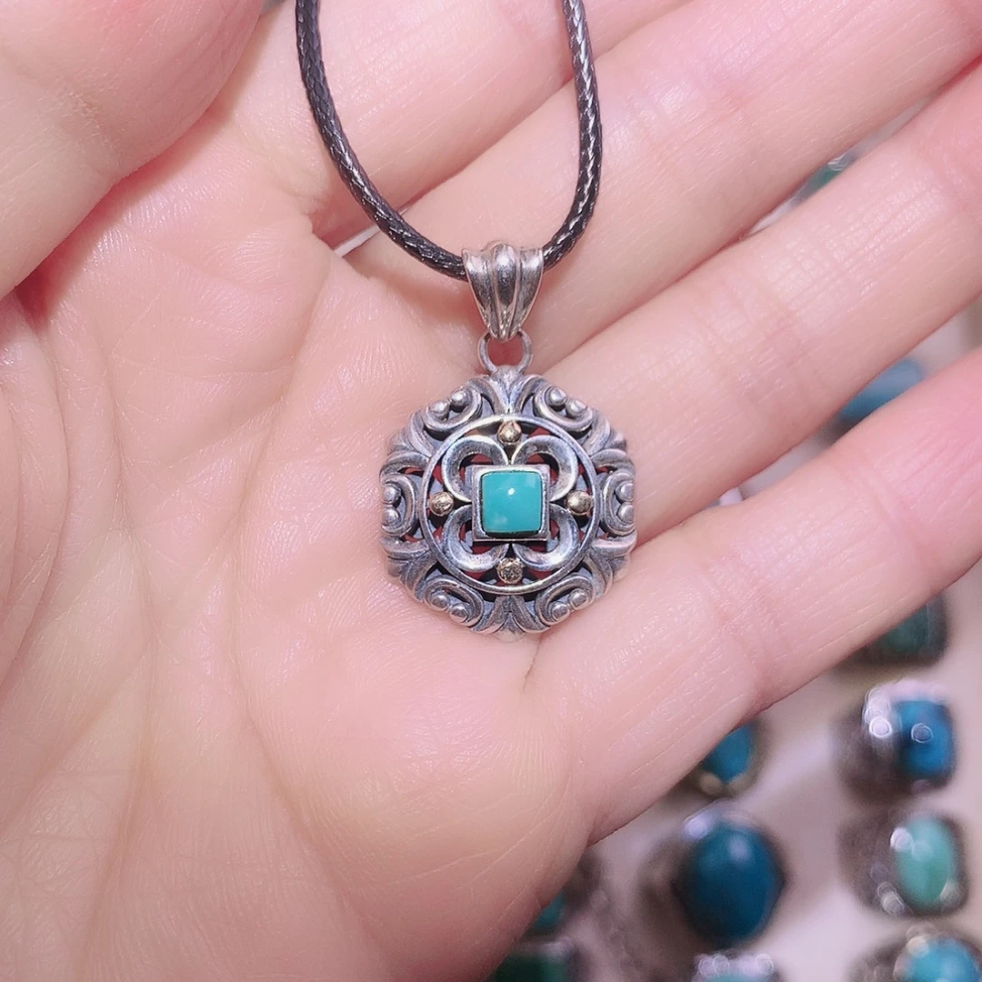 绿松石银S925镶嵌颈饰