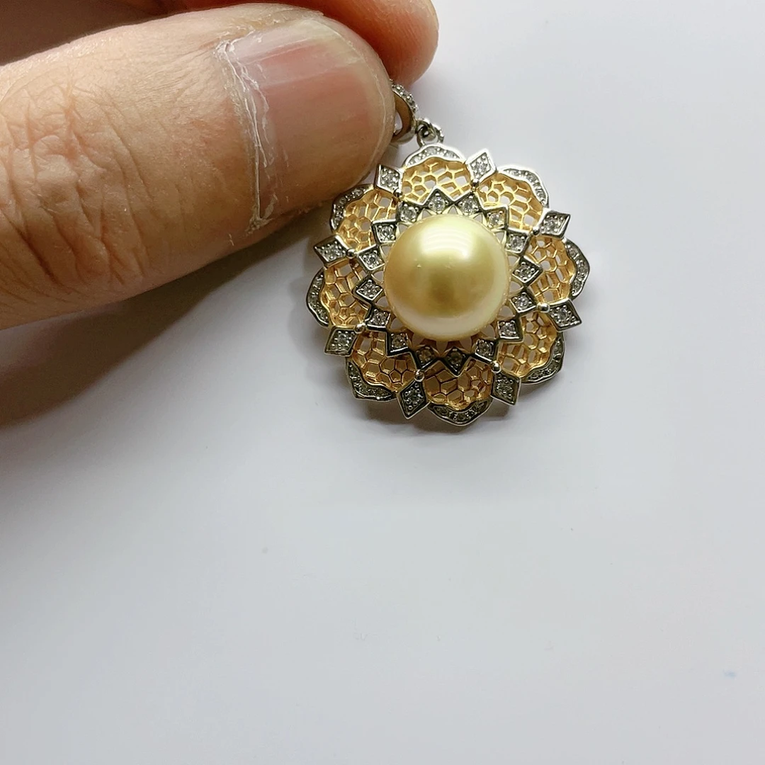 海水珍珠耳饰银S925镶嵌