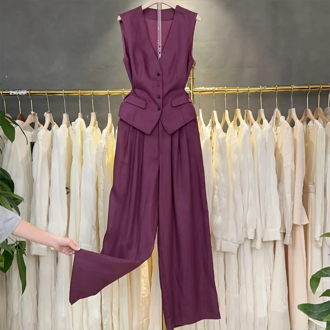 A533 夏季新款时尚高级感精致轻奢气质马甲裤子套装女