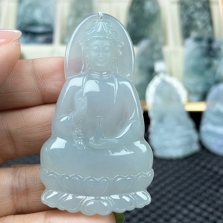 颈饰未镶嵌翡翠一***✍天然缅甸翡翠A货素衣观音