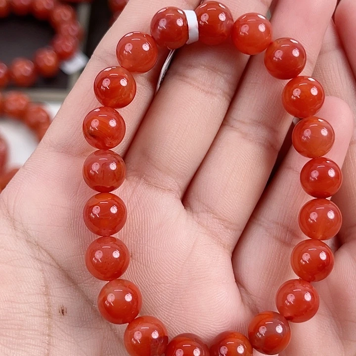 坦***m南红玛瑙未镶嵌瓦西柿子红圆珠单圈9mm