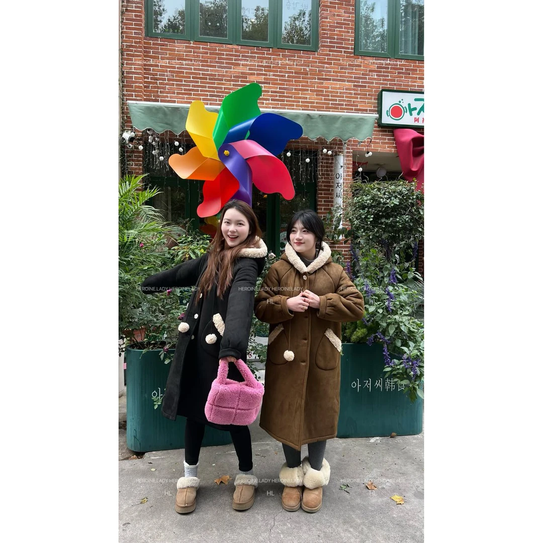 【可可布蕾】HL秋冬慵懒风连帽可爱通勤显瘦休闲长款加厚保暖外套