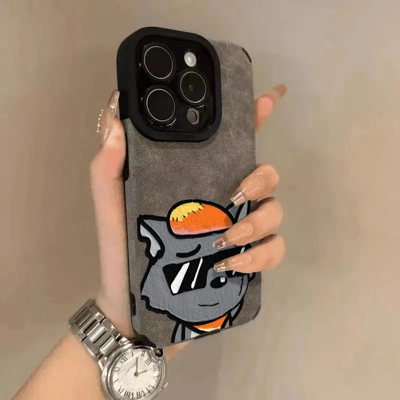 爆款皮壳适用苹果16promax手机壳iPhone15创意14保护套17灰太狼