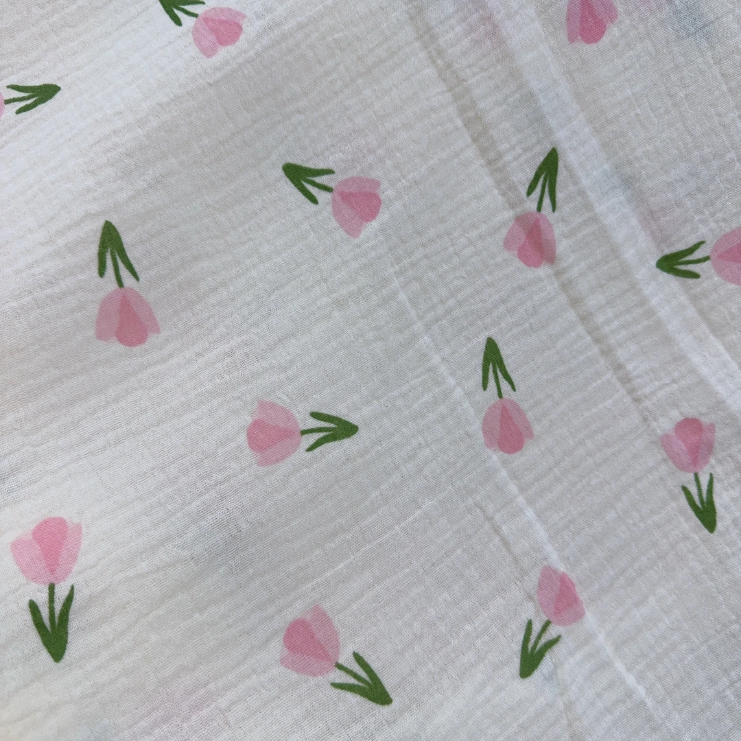 2米幅宽米底郁金香双层皱纱面料 母婴可用