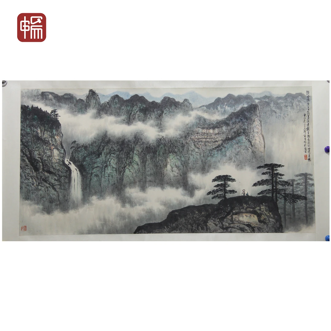 A128 山水瀑布 黄纯尧 136*68(8.32) 纸本镜片 FL