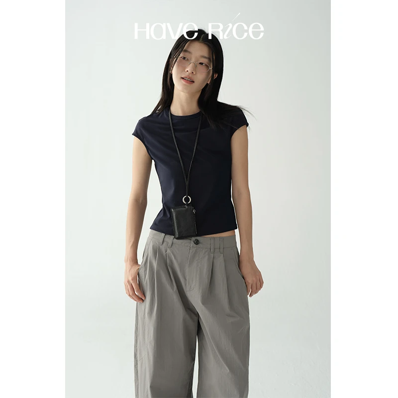 【复古瘦瘦Tee】复古瘦瘦Tee 莱赛尔亲肤凉感半包袖弹力修身短袖T恤