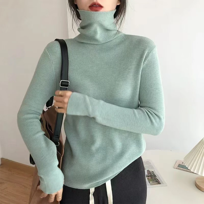 高领打底衫女秋冬针织毛衣2025新款秋冬内搭修身长袖洋气堆堆领打