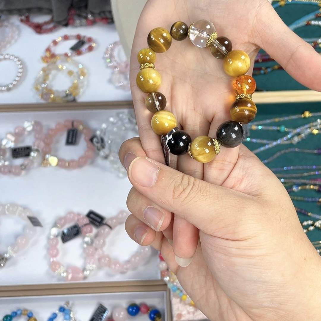 水晶手链银S925镀金镶嵌